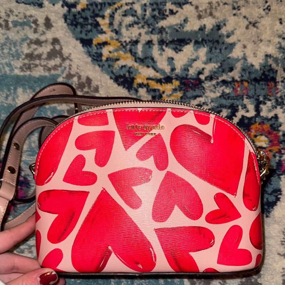 Kate Spade Pink and Red Heart Crossbody Bag